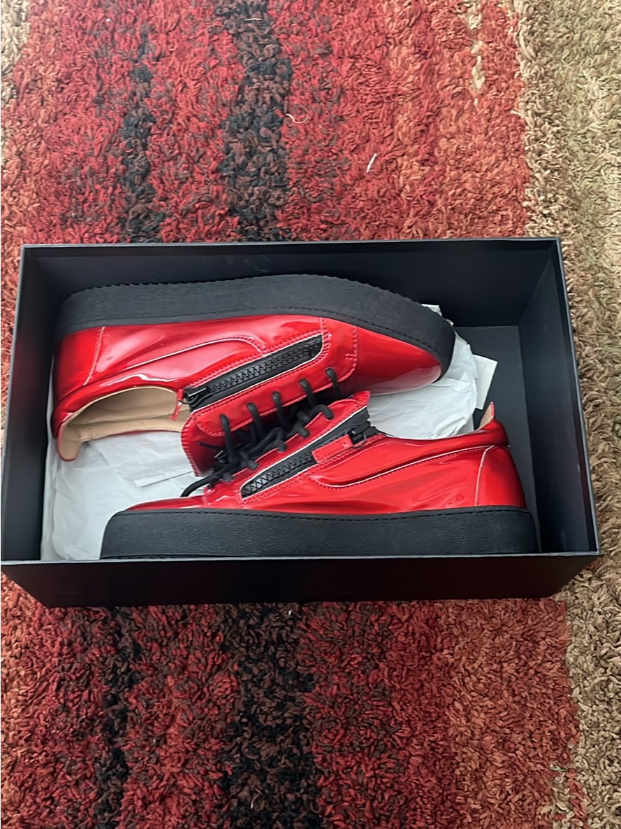 Giuseppe Zanotti Men's Red Patent Leather Platform Sneakers